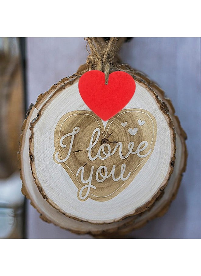 BESTOYARD BESTOYARD 20pcs Red Wooden Heart Slices Blank Unfinished Wood Cutout DIY Accessary for Wedding Christmas Party (5cm)  - Image 4