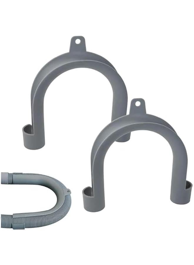 Generic 2Pcs Gray Clothes Washer Drain Hose Holder - U-Shape Washing Machine Drain Hose Hook Adapter | Clothes Washer Dishwasher Washing Machine Drain Hose Guide Mounting Bracket Replacement - Image 1