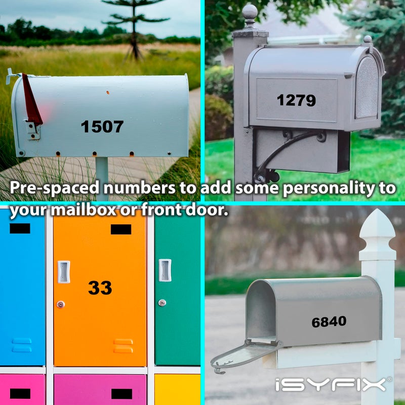 iSYFIX Black Vinyl Numbers Stickers â€“ 2 Inch Self Adhesive (2 Sets) Premium Decal Die Cut and PreSpaced for Mailbox, Signs, Window, Door, Cars, Trucks, Homes, Businesses, Address Numbers, Indoor or - Image 3