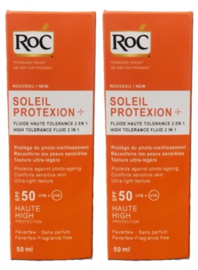 RoC Two Roc 2-in-1 High Tolerance Liquid Sunscreen with SPF 50, 50ml - Image 1