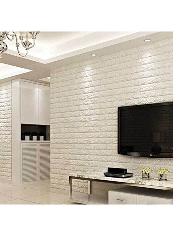 ملصق للجدار بشكل أحجار طوب فوم ثلاثية الأبعاد من 10 قطع أبيض 70x77x0.5سم - Image 5