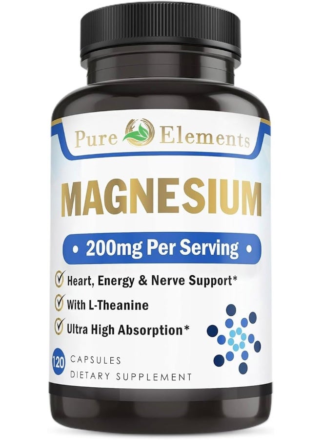 بيور إيلمنتس عناصر عضوية نقية جليسينات المغنيسيوم مع الثيانين والبوتاسيوم والفلفل الأسود - امتصاص عالي للغاية، 120 قيراط - Image 1