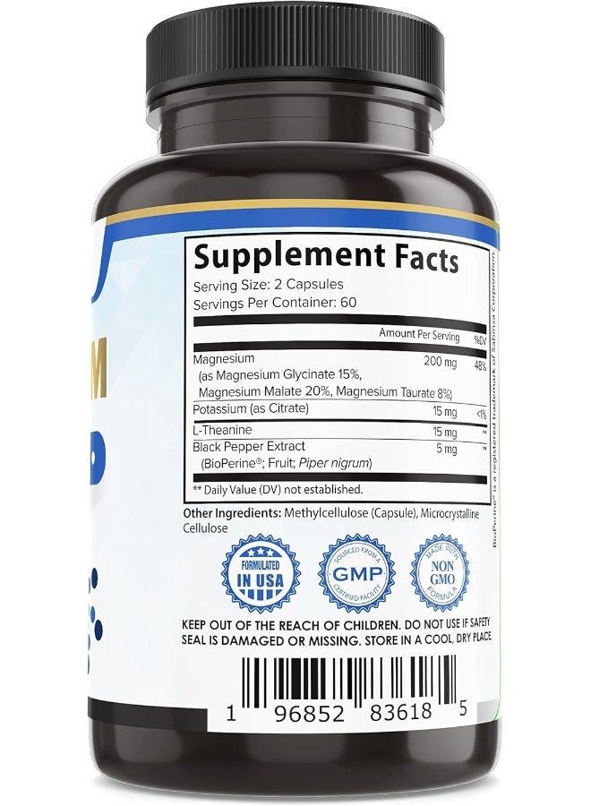 بيور إيلمنتس عناصر عضوية نقية جليسينات المغنيسيوم مع الثيانين والبوتاسيوم والفلفل الأسود - امتصاص عالي للغاية، 120 قيراط - Image 2