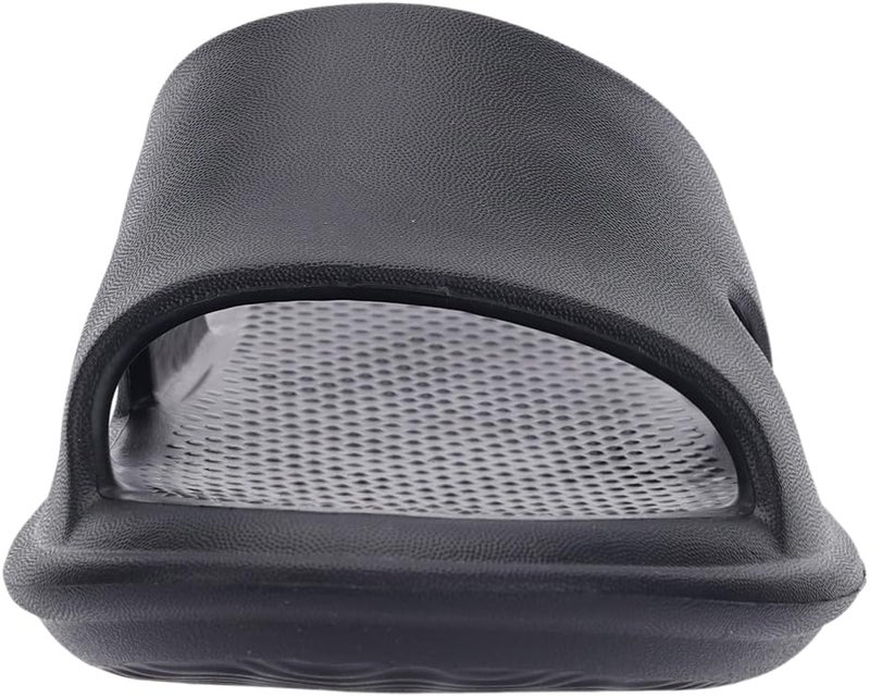 BRONAX Slippers for Women Men Soft Comfy Summer Non-slip House Shower Shoes Home Open Toe Recovery Slides Size 12 Quick Dry Indoor Bathroom Outdoor Beach Pool EVA Sole Sandals Black - Image 2
