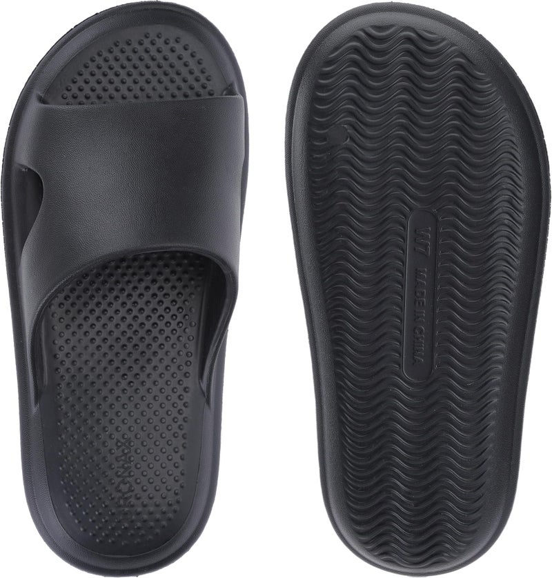 BRONAX Slippers for Women Men Soft Comfy Summer Non-slip House Shower Shoes Home Open Toe Recovery Slides Size 12 Quick Dry Indoor Bathroom Outdoor Beach Pool EVA Sole Sandals Black - Image 4