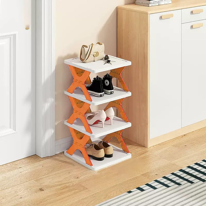 VISHVA Rack Foldable Collapsible Heavy Duty Plastic Shelf Storage Corner Tier Stand 4 Layer Shoe Rack