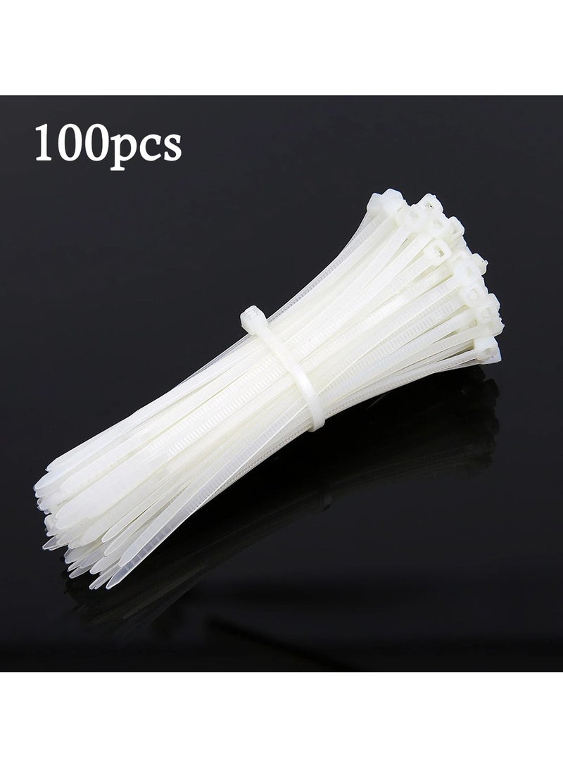 Loquat Durable Multi Purpose 100pcs White Nylon Zip Ties - Essential for Organizing, Securing  Fastening Needs - Image 1