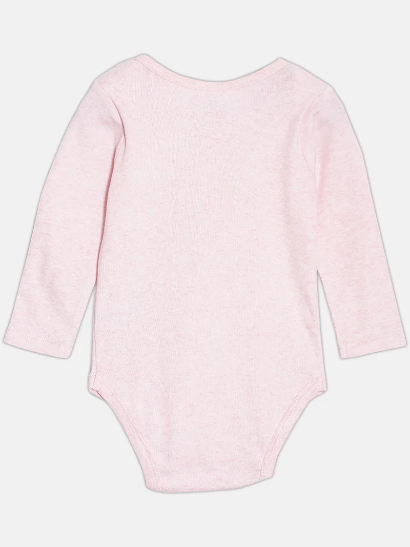 Broon Broon Infant Girls White and Pink Printed Pure Organic Cotton Bodysuit Pack of 2