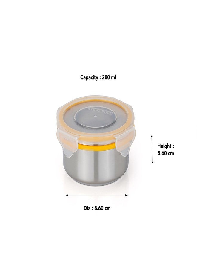 STEELLOCK Stainless Steel Airtight Container with Lid | Leakproof, BPA-Free | Multipurpose Food Storage Containers/Tiffin/Dabba for Office, School & Kitchen | SL-1201-set of 1, 280ml each, Yellow - Image 5