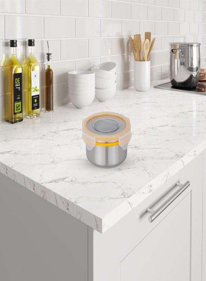 STEELLOCK Stainless Steel Airtight Container with Lid | Leakproof, BPA-Free | Multipurpose Food Storage Containers/Tiffin/Dabba for Office, School & Kitchen | SL-1201-set of 1, 280ml each, Yellow - Image 2