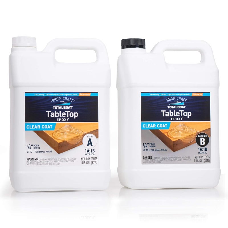 TotalBoat Table Top Epoxy Resin Kit - 2 Gallon Crystal Clear Epoxy with High Gloss & UV-Resistance - Easy 1:1 Ratio for Bar and Table Coating, Woodworking, and Resin Art Casting - Image 1