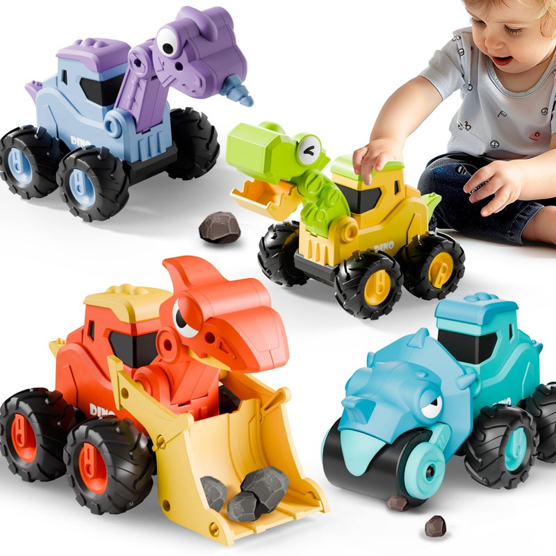 iPlay, iLearn Dinosaur Truck Toys for Toddlers, Boys Dinos Press Go Racing Cars, Kids Construction Sandbox Vehicles Playset, Baby Push Go Friction Car Set, Birthday Gift for 18 Month 2 3 4 5 Years Old - Image 1