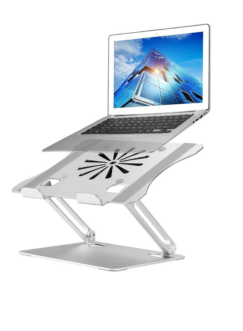 **Adjustable Laptop Stand with Cooling Fan, Compatible with MacBook Air, MacBook Pro, Dell, Alienware, and All Laptops from 11 inches to 17.3 inches by Samphology Rubber** - Image 1