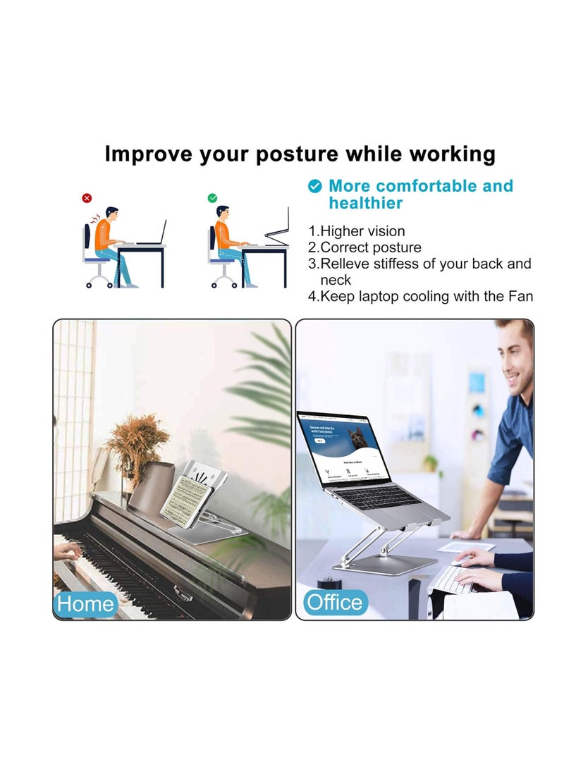 **Adjustable Laptop Stand with Cooling Fan, Compatible with MacBook Air, MacBook Pro, Dell, Alienware, and All Laptops from 11 inches to 17.3 inches by Samphology Rubber** - Image 2