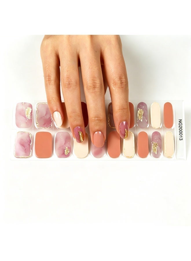 Premium Gel Nail Sticker Kit, Suitable For Any UV/LED Light | Salon Quality, Long-Lasting, Includes 20 Strips, Nail File & Wooden stick, Easy to Apply & Remove - Image 2
