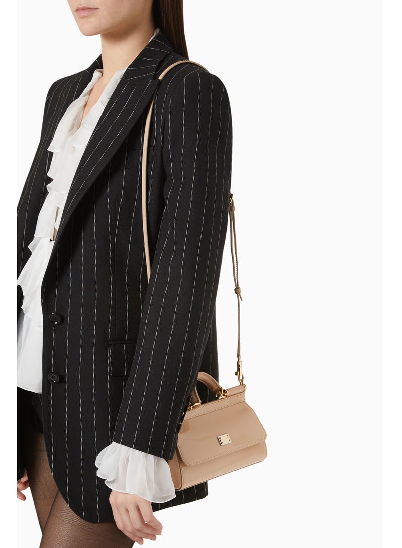 D&G Dolce & Gabbana Small East West Sicily Top-handle Bag in Glossy leather, Women's Tote Bag, Women's Hand Bag, Women's Shoulder Bag, Women's Cross Body Bag, Women's Travel Bag, Light-Pink-17cm - Image 4