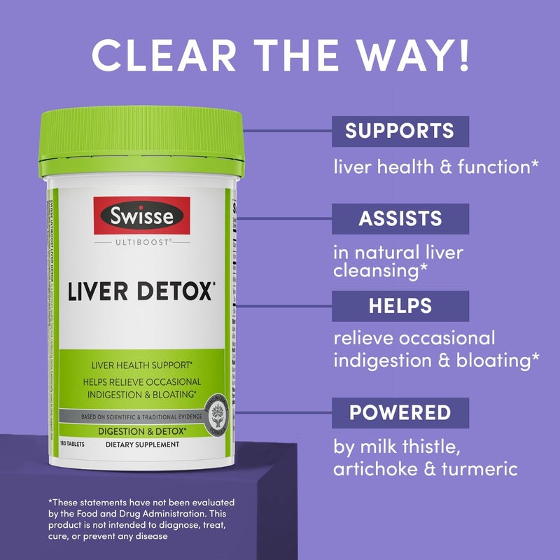 Swisse Milk Thistle Liver Cleanse Detox  Repair  Liver Detox  Liver Support  Milk Thistle  Turmeric  Artichoke Extract  Dose for Your Liver  180 Liver Pills - Image 2