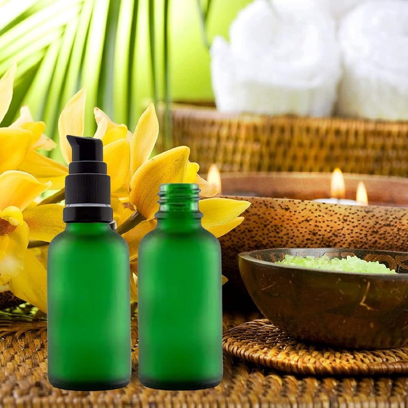 Devinez (Pack of 4) Multipurpose Refillable Green Color Frost Round Glass Bottle, 30 ml with Black Lotion Pump with Cap for Cosmetics, Serum, Essential Oils, Blends, Skin Care, Travel, Toners & DIY - Image 4