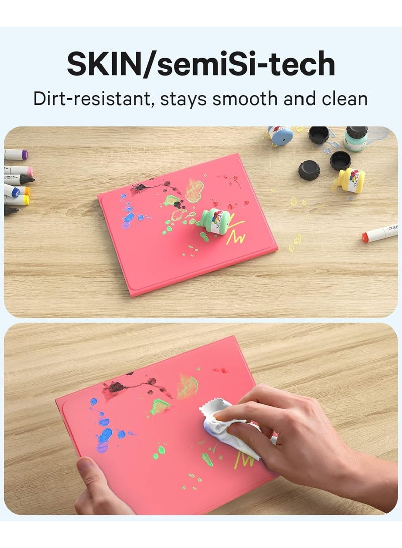 جراب لوحة مفاتيح لجهاز iPad الجيل الحادي عشر (A16، 2025) / الجيل العاشر (2022)، غطاء مقاوم للبقع، إضاءة خلفية بسبعة ألوان، جراب لوحة مفاتيح قابل للفصل مع لوحة لمس وحامل قلم، أحمر - Image 5