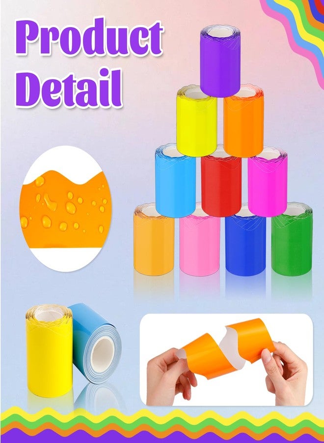 Zenoble 10 Rolls 262.4 Ft Bulletin Board Borders Bright Scalloped Boarders for Bulletin Board Decorations for Classroom Chalkboard Wall, School Whiteboard Trim DIY, Home, Office, Posters & Party - Image 4