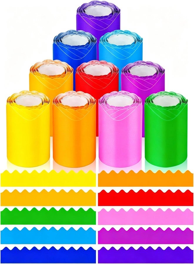 Zenoble 10 Rolls 262.4 Ft Bulletin Board Borders Bright Scalloped Boarders for Bulletin Board Decorations for Classroom Chalkboard Wall, School Whiteboard Trim DIY, Home, Office, Posters & Party - Image 1