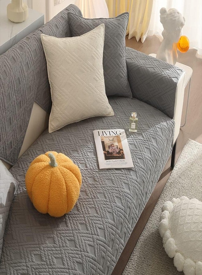 vctops Geometric Quilted Sofa Cover Cotton Sectional Couch Covers Anti Slip L Shape Couch Cover for Kids Dog, Armrest Backrest Loveseat Furniture Protector, 1 Piece/Not All Set (Light Grey,27"x27") - Image 4