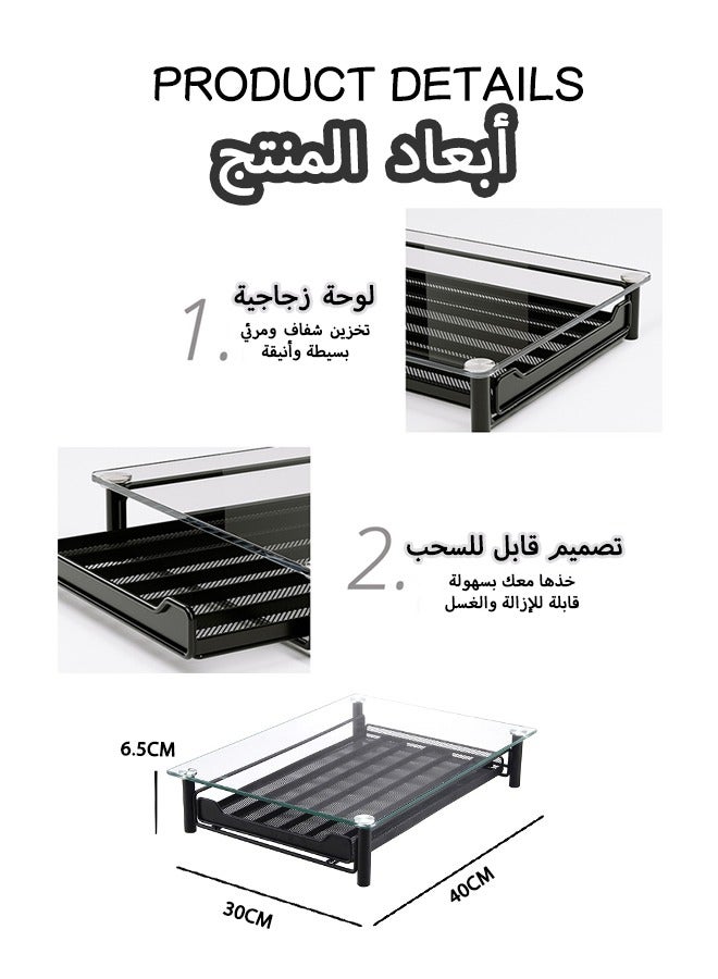 دائرة مربعة منظم أدراج حامل كبسولات القهوة بسعة 60 وعاء - لتخزين كبسولات نسبرسو مع سلال منزلقة لبار القهوة - صينية حامل كبسولات القهوة للمنزل والمطبخ والمكتب - Image 2