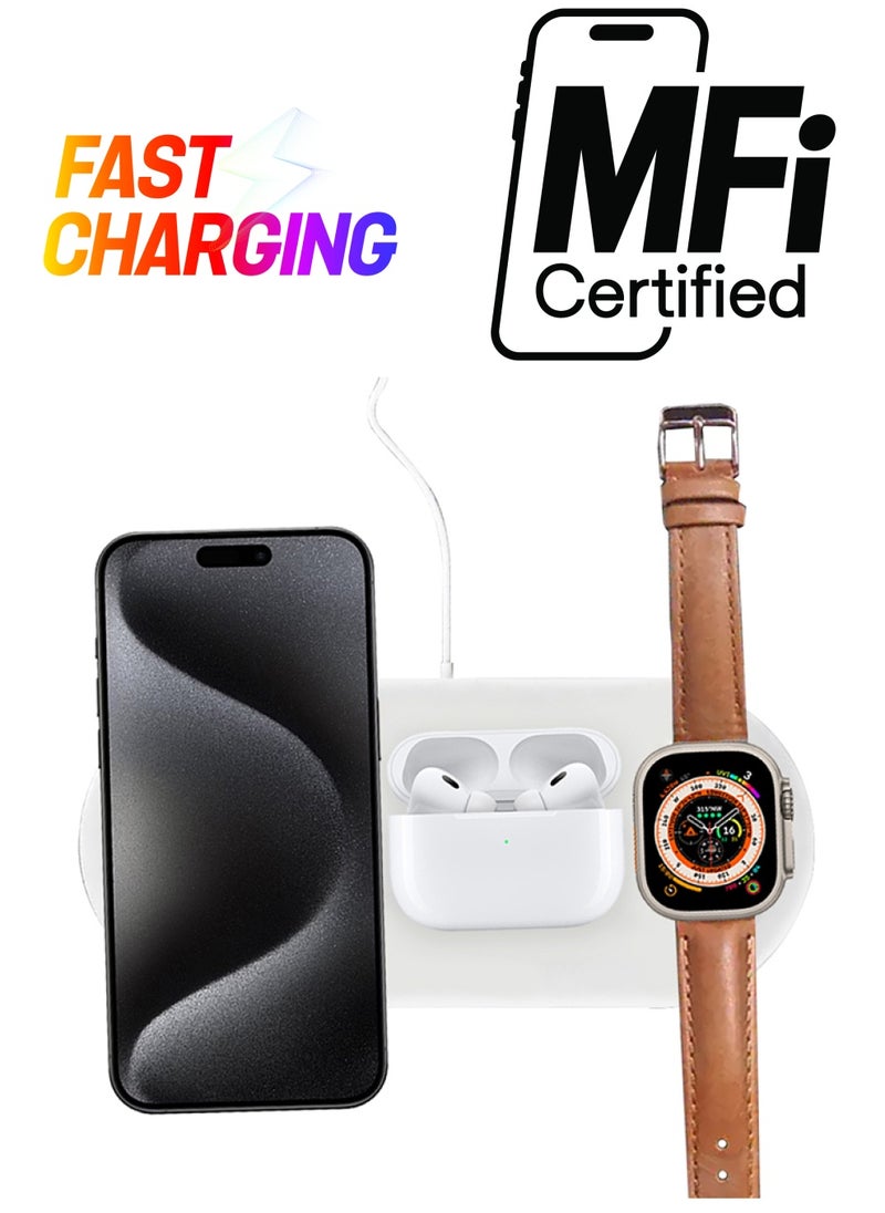 CATANES - iPhone 15 Pro Max Charging Station 3 in 1 Faster Mag-Safe Qi Wireless Charger Stand Wireless Charging Pad for iPhone 15 for iWatch Ultra2 Ultra 8/7/SE/6/5/4/3/2/1 Pods pro/2/3 - Image 1