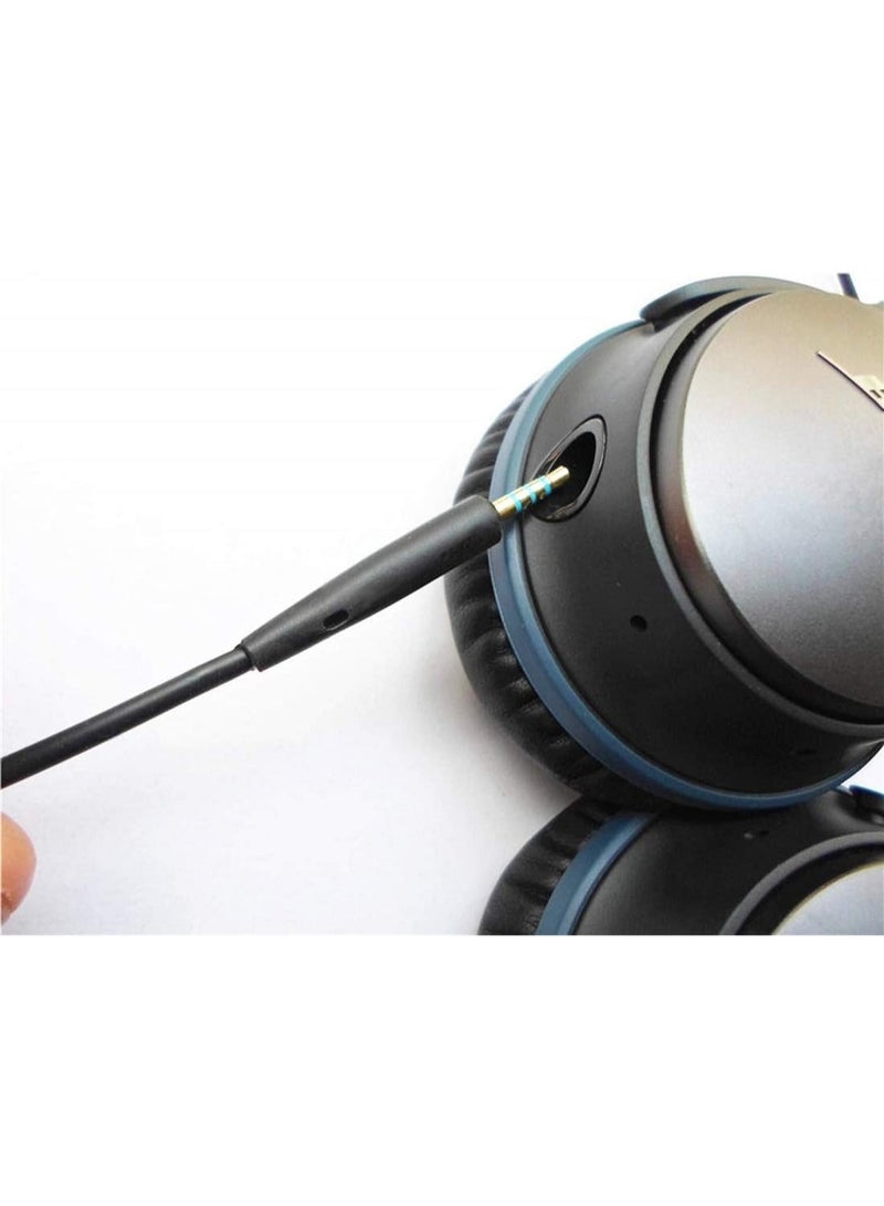 سلك صوت بديل، سلك تمديد لسماعات بوز كوايت كومفورت QC25 QC35 مع ميكروفون وتحكم فالصوت (أسود) - Image 5