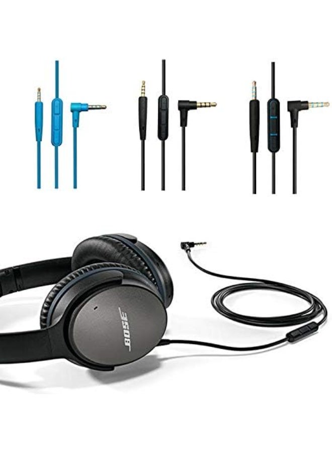 سلك صوت بديل، سلك تمديد لسماعات بوز كوايت كومفورت QC25 QC35 مع ميكروفون وتحكم فالصوت (أسود) - Image 3