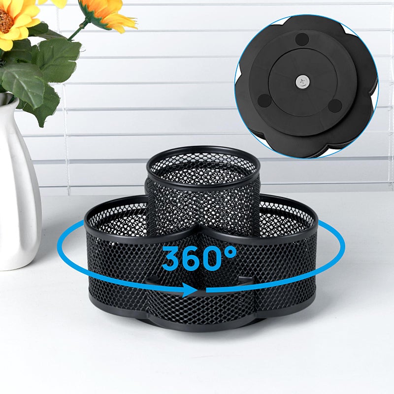 Topwey Pen Holder for Desk, 360 Rotating Pencil Holder, Cup Holder for Desk Office, Desk Organizers and Accessories in Black - Image 2