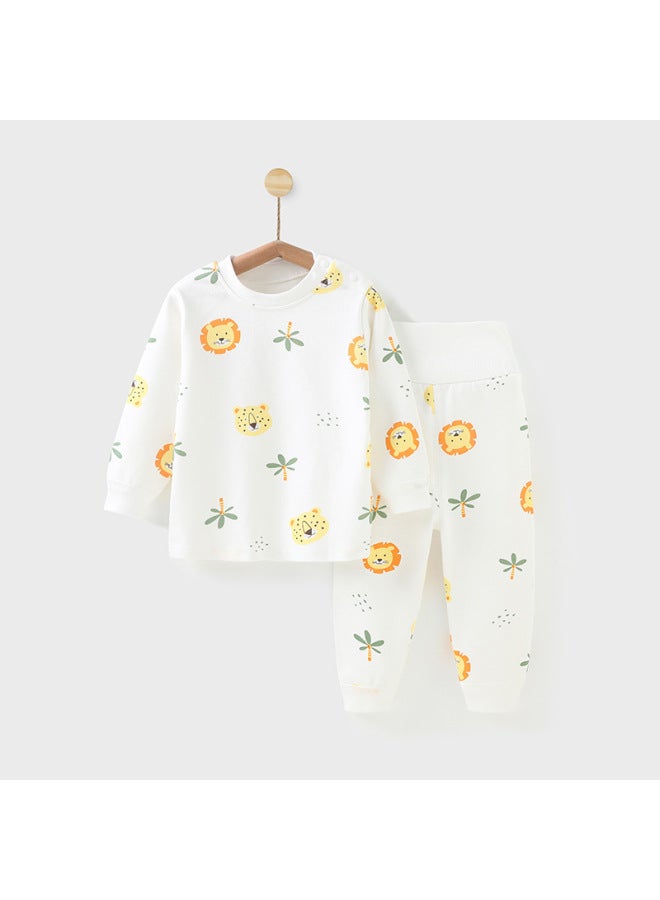 Baby Autumn Clothes Long Pants Suit Cotton Children's Underwear High Waist Belly Protection Autumn And Winter Thick Boys' And Girls' Pajamas Warm