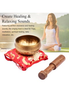 Thoraya Tibetan Singing Bowl Set with 8cm/3inch Handmade Metal Sound Bowl & Soft Cushion & Wooden Striker for Meditation Sound Chakra Healing Yoga Relaxation  - Image 2