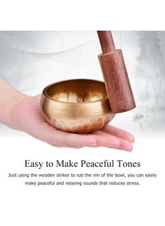 Thoraya Tibetan Singing Bowl Set with 8cm/3inch Handmade Metal Sound Bowl & Soft Cushion & Wooden Striker for Meditation Sound Chakra Healing Yoga Relaxation  - Image 3