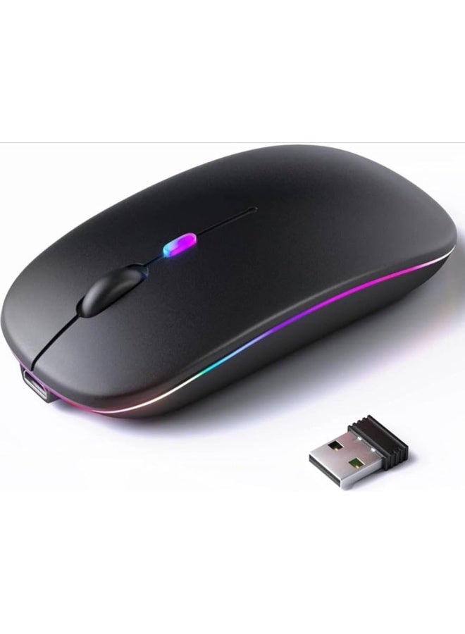 اتش بي ماوس HP W10 لاسلكي أصلي - صامت بدون صوت نقرات (Silent) - تصميم مريح مع إضاءة RGB - أسود. - Image 2