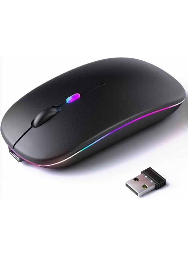 اتش بي ماوس HP W10 لاسلكي أصلي - صامت بدون صوت نقرات (Silent) - تصميم مريح مع إضاءة RGB - أسود. - Image 3