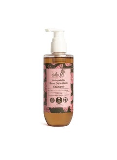 Rustic Art Rose Geranium Shampoo With Niacinamide & Vitamin E | Dry To Normal Hair Types | Sulphate & Paraben Free | Biodegradable, Organic | (210 G)  - Image 1