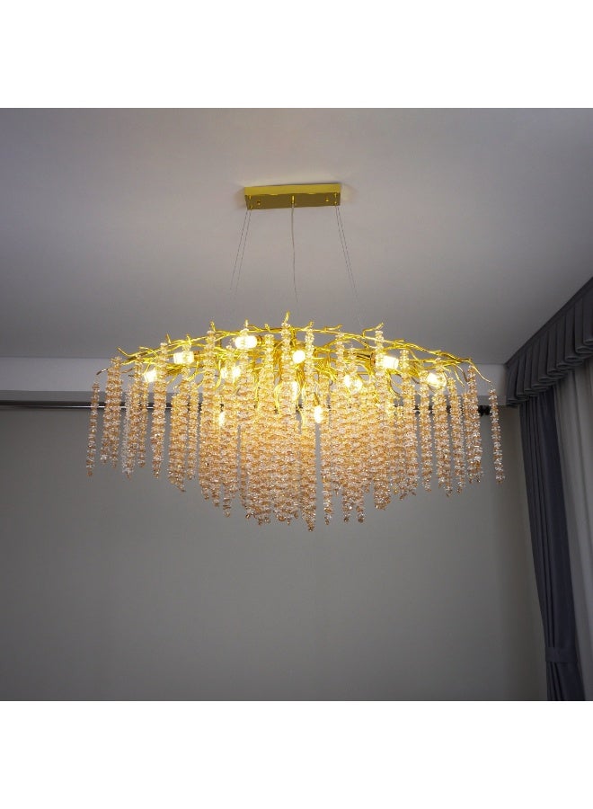 هامر نجف مودرن 120سم ذهبي مع شفاف مع عسلي E14*13 - Image 2