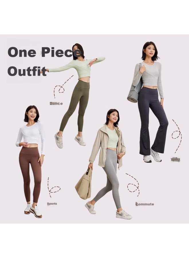 Never Me Yoga Outfit For Women, Sports Set For Autumn And Winter, Long-sleeve Quick-dry Ladies Fitness Wear, Running And Pilates Training Clothes, Two-piece Set - Image 4