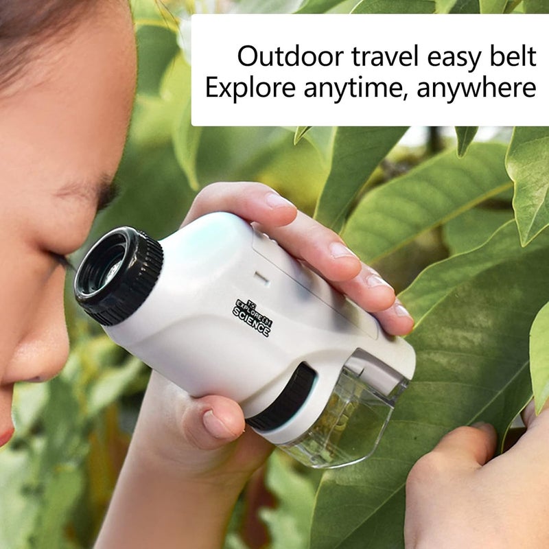 klarako Kids Handheld Microscope, High Definition 60x120x Zoom Portable Pocket Microscope with LED Light, School Biological Science Educational Toys Children Gift (Pink) - Image 2