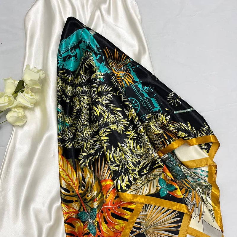 Julunar Silk Like Head Scarf for Women - Satin Large Hair Scarves - 35" Square Silk Hair Wrap for Sleeping with Gift Packed - Image 3