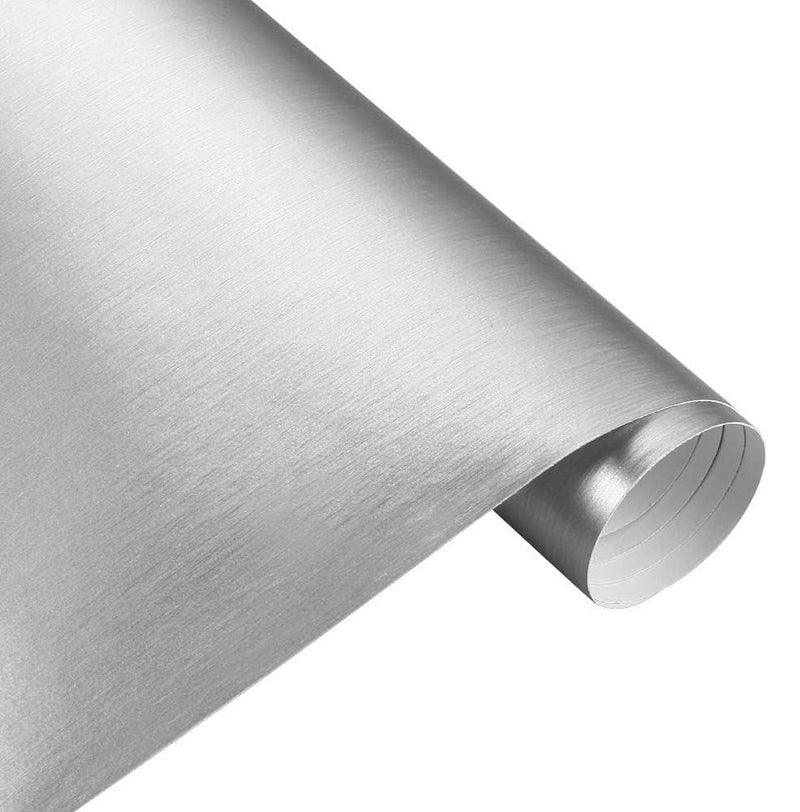 SUNBIRD Brushed Stainless Steel Metallic Vinyl Wrap Film Matte Chrome Car Wrapping Foil Sticker Sheet for Car Laptop Furniture (30cm x 121cm, Silver) - Image 1