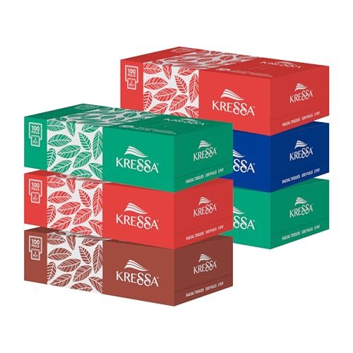 Kressa 2 Ply Facial Tissue Box | Face Tissue | 6 Boxes 100 Pulls Per Box With Total 600 Pulls Made Of 100% Natural Virgin Pulp - Image 1