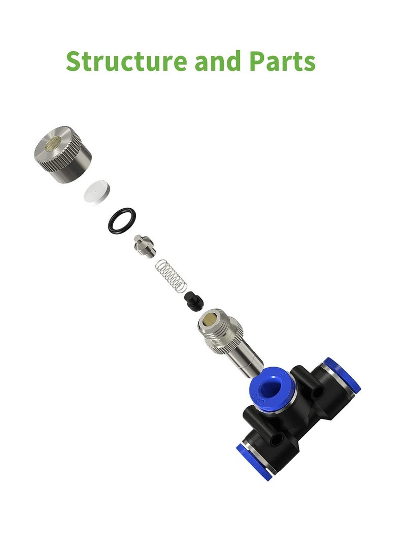 Excefore 10PCS Misting Nozzles Mist Nozzle Tees for 6mm Tubing Orifice Nozzle for Patio Garden Greenhouse Trampoline, and Outdoor Cooling System - Image 2