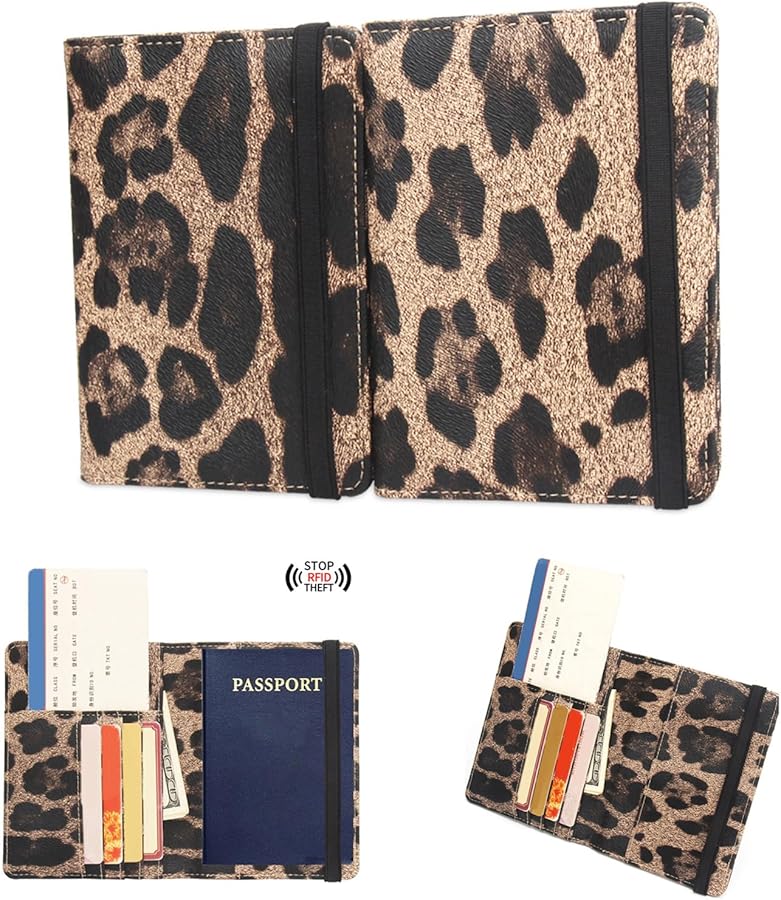 حافظة جواز سفر مانعة لتقنية RFID مع حافظة بطاقات لتنظيم مستلزمات السفر للنساء والفتيات - Image 3