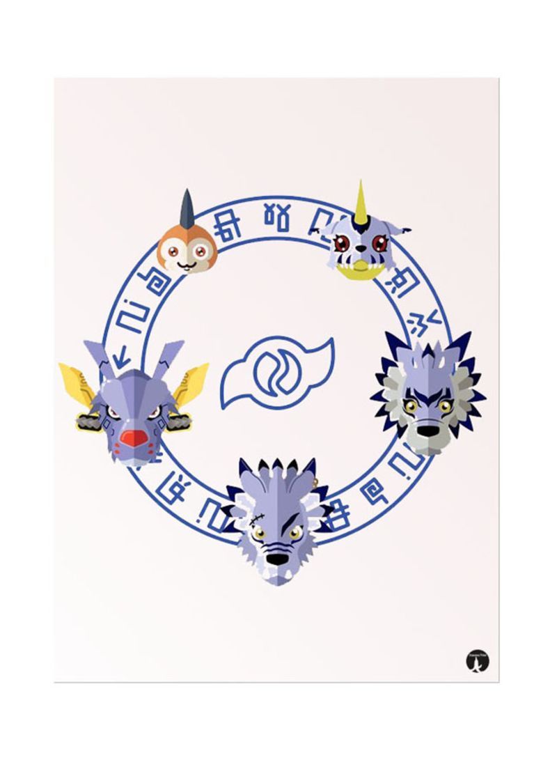 RKN Metal Plate Of The Anime Digimon Poster Multicolour