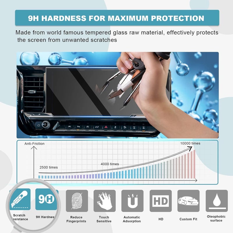 CDEFG 3PCS for 2022-2025 2026 Silverado Sierra 13.4’’ Screen Protector 2022-2025 2026 Chevy Silverado Sierra 1500 2500HD 3500HD Screen Cover Tempered Glass - Image 3