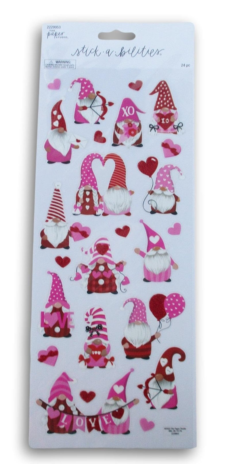 Valentines Day Gnome Stickers for Journaling Scrapbooking Cardmaking Arts Crafts 24 Pieces