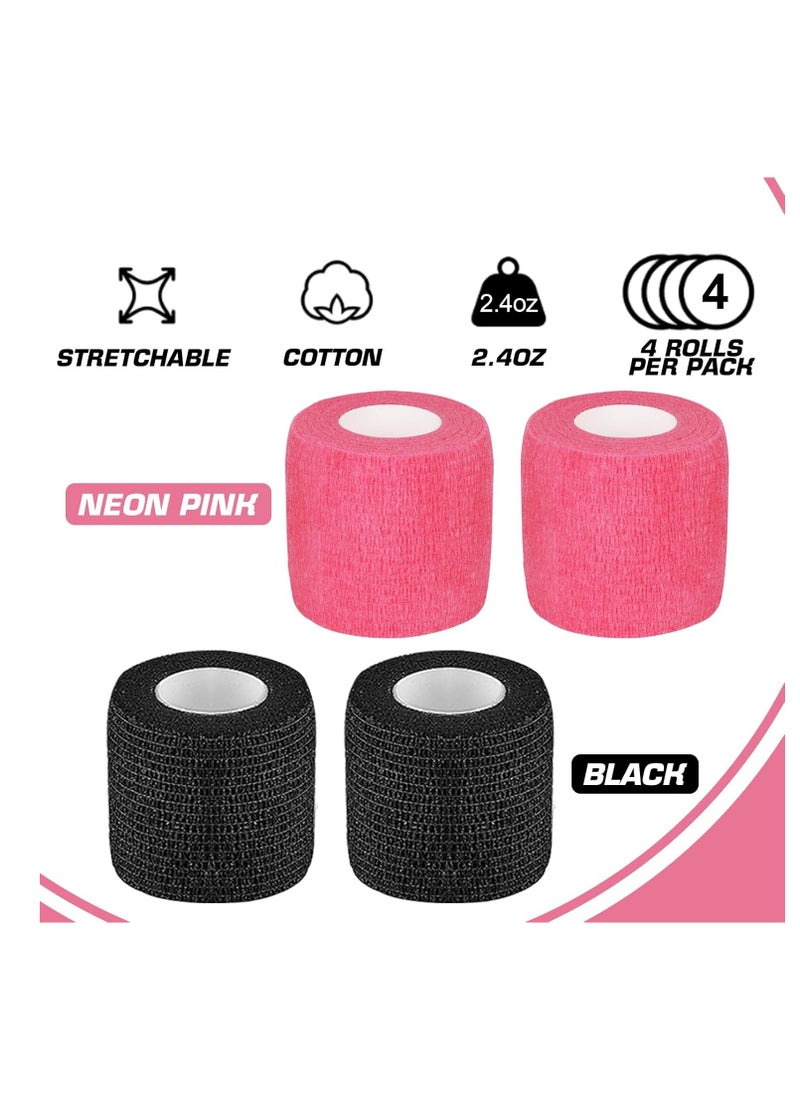 Autdor - Tattoo Machine Pen Covers with Grip Tape Wrap - Narkysus 200Pcs Large Tattoo Machine Covers Pink Tattoo Pen Bags Covers and 4Pcs Tattoo Machine Tape Grip Wrap Self-Adhesive Tape Tattoo Supplies - Image 1