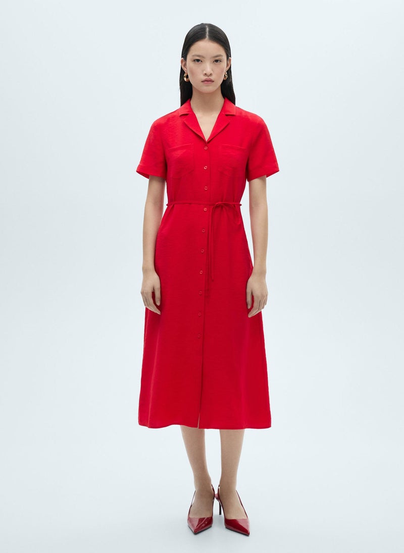 MANGO Belted Shirt Dress - Image 1